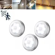 3x LED Motion Sensor Night Light Indoor Outdoor Battery Operated Stairs Hallway White
