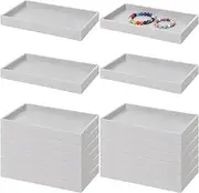 Inbagi 16 Pcs Small Velvet Jewelry Tray Stackable Jewelry Drawers Organizer Trays Storage Display Trays for Earring Ring Necklace Bracelet 8.3 x 5 x 1 Inches, Grey, Velvet