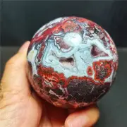 TOP 517g Natural Polished Mexico Banded Agate Crystal Sphere Ball Healing YWD739