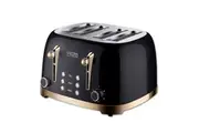 Philex 6 Setting 240V 4 Slice Retro Electric Defrost Reheat Bread Toaster Black
