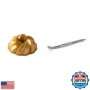 Nordic Ware NW 95577 75th Anniversary Braided Rope Bundt Cake Pan, Gold 12 Cu