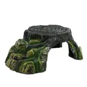 Catzon Root Terrace Reptile Habitat Cave Resin Rock Hideout Fish Tank Decor for Lizards Frogs Snakes-M