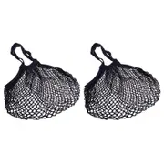 2PK Sachi Reusable Cotton String Shopping Bag Storage Long Handle Handbag Navy
