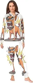 [Joisal] Scary Scarecrow Dark Mens One Piece Pajamas Soft Onesies for Men for Winter, Autumn Small, Barking Angry Dog, Small