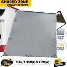 Caravan Privacy Screens Roll Out Awning 1.95 x 2.2M Sun Shade End Black&Grey AUS