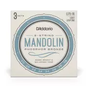 D'Addario EJ73-3D EJ73 3-Pack Phosphor Bronze Mandolin Strings, 10-38 Light