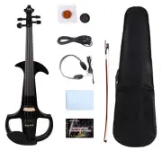 Electric Violin 4/4 Full Size Silent Violins Solid Wood Black Violin Case & Bow