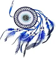 EXAOMBLE Evil Eye Dreamcatcher Wall Hanging Decor Macrame Beaded Charm for Luck Unique Protection Wall Art Boho Decor for Home and Vehicles Handmade Dream Catcher
