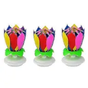 3 Pack Musical Birthday Candle Multicolor Musical Candle Lotus Rotation Colorful Music Birthday Candle