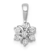 Solid 14k White Gold 1/4ct. Simulated CZ Flower Pendant