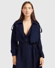 [Belle & Bloom] Manhattan Cropped Trench - Navy