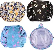 Reppkyh 3 Pack Cosmetic Bag Drawstring, Lazy Drawstring Make up Bag Portable Large Travel Cosmetic Bag Pouch Travel Makeup Pouch Storage Organiser for Women Girl