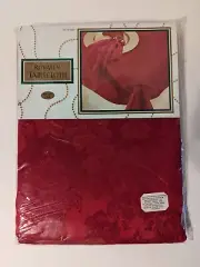 Vintage Royalty Tablecloth Red Damask Cotton Blend Oval 60x84 New