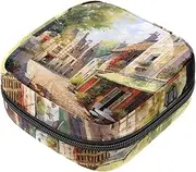 Period Bag,Sanitary Napkin Storage Bag,European Architectural Landscape Country,Tampon Bag for Purse