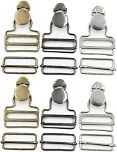 6 Sets Overall Buckles Metal Suspender Replacement Buckles with Rectangle Buckle Slider and No-Sew Buttons for Overalls Bib Pants Trousers Jeans (38 MM)