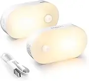 LYRIDZ Rechargeable Battery Night Light, Stick on Mini Motion Sensor Nightlight Warm White 1-20LM LED Light with Stepless Adjustable Brightness for Bedroom, Kitchen, Stairs, Hallway, 2-Pack
