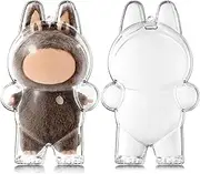 GerdfeiTawtab Clear Bag Keychain for LABUBU Plush Doll, Clear Doll Display Protective Cover, Hanging Figure Transparent Acrylic Case Storage Box for Fans Collector (V1)