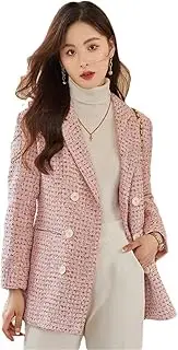 [Generic] Women Tweed Suit Blazer Large Size Double Breasted Ladies Jacket
