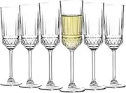 binsakao Champagne Flutes Set of 6 - Champagne Glasses 180 ml - Champagne Glassware, Unique Gifts for Wedding Anniversary