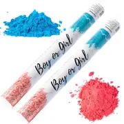 Confettified 2pcs SET Holi Powder Smoke Cannon Launcher Popper for Gender Reveal Party 45cm L 1 Pink and 1 Blue
