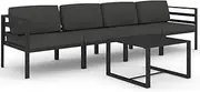 vidaXL Aluminium Garden Lounge Set - Anthracite Color, Modular Design, Outdoor Patio Furniture with Cushions and Pillows Included'
