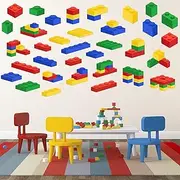 Builders Blocks Wall Sticker Bricks Wall Decal Peel and Stick Building Blocks Wall Decals 4 Colors Bricks Decals for Kids Baby Living Room Nursery Bedroom Classroom Decorations, 3 Sheets