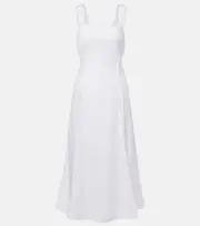 [Heidi Klein] Heidi Klein Pampelonne fringed linen midi dress AU 16 white