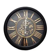 William Round 52cm moving cogs wall clock - Black