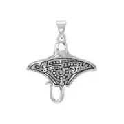 Aboriginal Manta Ray 925 Sterling Silver Pendant Fine Sea Life Totem Jewelry