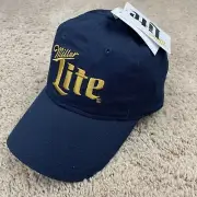 Miller Light Beer H3 Hat Navy Blue Gold Contrast Stitch Logo Adjustable Cap NWT