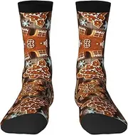 [JEJEA] gingerbread cookies print Socks For Men and Women Men's Moisture Control Crew Socks Gifts For Golf, Hunting, Camping