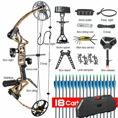 TOPOINT M1 15-70LB COMPOUND BOW & ARROW HUNTING TARGET ARCHERY CNC DUAL CAM