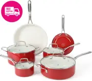 Lockton Premium Nonstick 10-Piece Cookware Set - Healthy Ceramic Interior