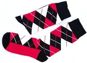 [pants & sox] Mens Unisex 4 Pairs Argyle Diamond Premium Cotton Socks 6-11 Red