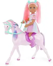 Glitter Girls – 14-inch Doll and Toy Horse – Blue Eyes & Pink Hair – Rainbow Mane & Removable Saddle – Cowgirl Boots, Top Hat & Dress – Toys for Kids 3 Years+ – Areli & Adore