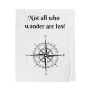 Velveteen Blanket, Compass Wanderlust Travel Quote Throw, Cozy Home Decor, Gift