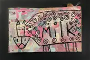 Cow Painting Milk Original Outsider Folk Art Animal Artwork Quirky Fun