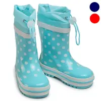 在飛比找PChome24h購物優惠-德國PlayShoes 天然橡膠中筒束口式兒童雨鞋-波點