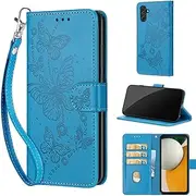 Mobile Phone Case for Samsung Galaxy A15, Premium Shockproof Faux Leather with Card Slot, Stand Function, Compatible with Samsung Galaxy A15, Blue