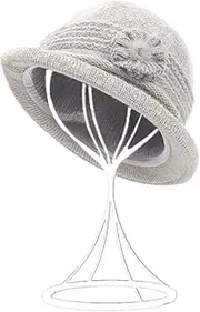 [ZffXH] Winter Fall Wool Knit Fashionable Cloche Hat 1920 Vintage Felt Beanie Cap Church Bucket Dress for Women Ladies Seniors