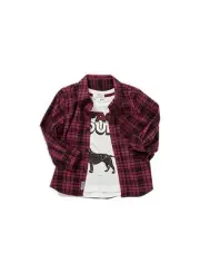Boys Pumpkin Patch check shirt with mock tee Size 1,3 & 4 NWT