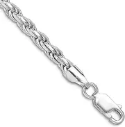 [JewelryWeb] 925 Sterling Silver Rhodium Plated 3.5mm Sparkle Cut Rope Chain Bracelet Link-Bracelet for Women and Men