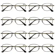 8 PK Square Metal Frame Mens Reading Glasses Classic Readers Fashion Eyeglasses