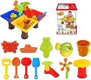 Sand & Water Table, 23/25pcs Outdoor Play Table for Kids & Toddlers, Sand and Water Table Beach Toys, Sand and Water Creativity Table, Educational Sensory Playset, Kids Outdoor Play Garden Sandpit