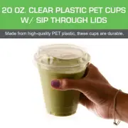20 oz Cups | Iced Coffee Go Cups and Sip Through Lids| Cold Smoothie