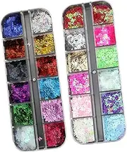BELLIFFY Nail Art Charms Set 2 Pack Butterfly Makeup Sequins Glitter Nail Gems Eye Shadow Glitter Stickers