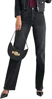 [Glook] Womens 70s Style Denim Flared Jeans | Stretchy Mid Waist Ladies Bootcut Bell Bottom Flares Pants