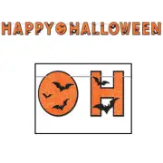 Glittered Happy Halloween Streamer Banner Decoration 3 Pack Garland Party Decor
