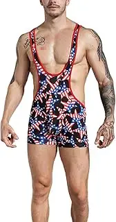[Panegy] Men's American Flag Wrestling Singlet Jockstrap Soft Smooth Bodysuit Underwear