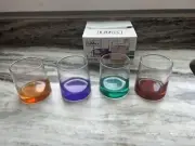 SET OF 4 LIBBEY CABOS COLORS MULTI COLORED DOUBLE OLD FASHIONED GLASSES VAZOS